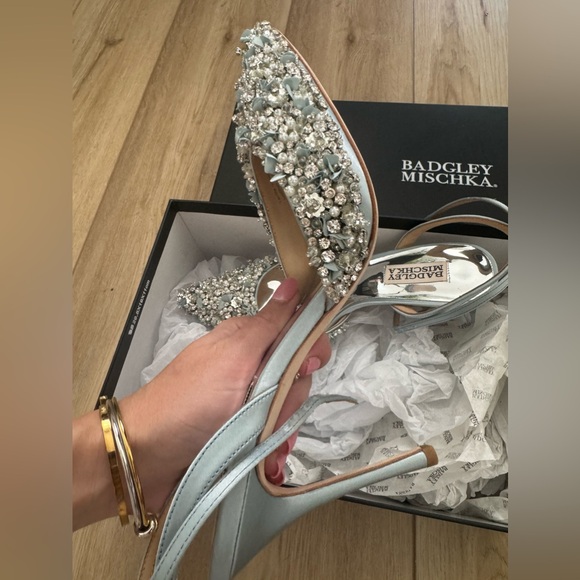 Badgley Mischka Nicolitie Pumps Blue Heels Wedding - Picture 2 of 9
